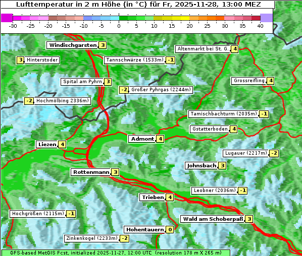 Temperatur, 28. 11. 2025