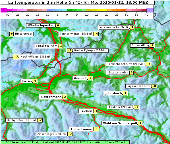 Temperatur, 12. 1. 2026