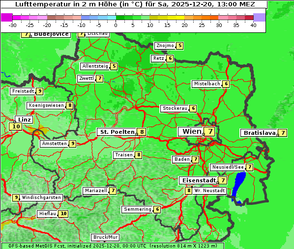 Temperatur, 20. 12. 2025
