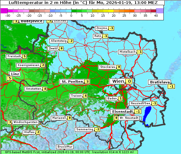 Temperatur, 19. 1. 2026