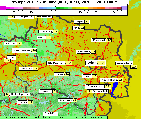 Temperatur, 20. 3. 2026