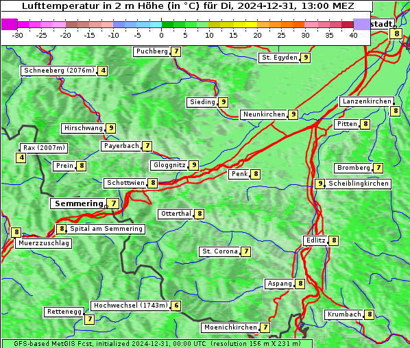 Temperatur, 31. 12. 2024