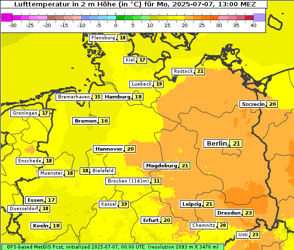 Temperatur, 7. 7. 2025