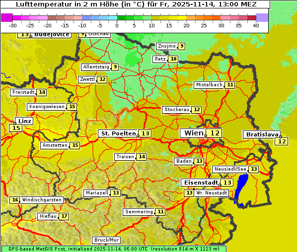 Temperatur, 14. 11. 2025