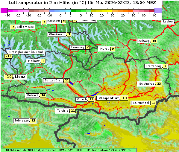 Temperatur, 23. 2. 2026