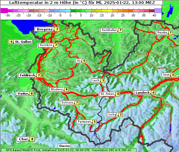 Temperatur, 22. 1. 2025