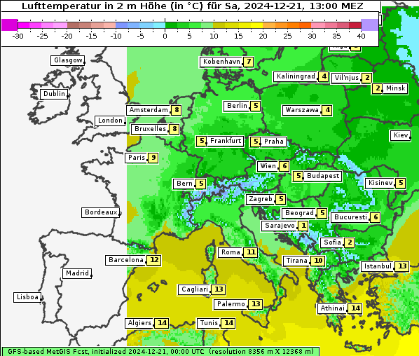 Temperatur, 21. 12. 2024