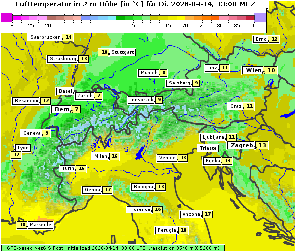 Temperatur, 14. 4. 2026