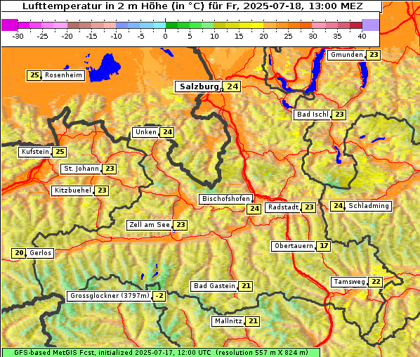 Temperatur, 18. 7. 2025