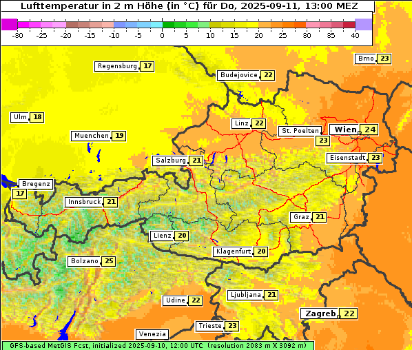 Temperatur, 11. 9. 2025