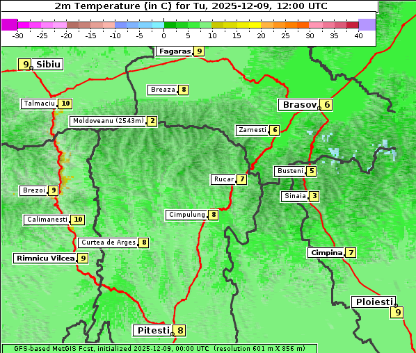Temperatur, 9. 12. 2025