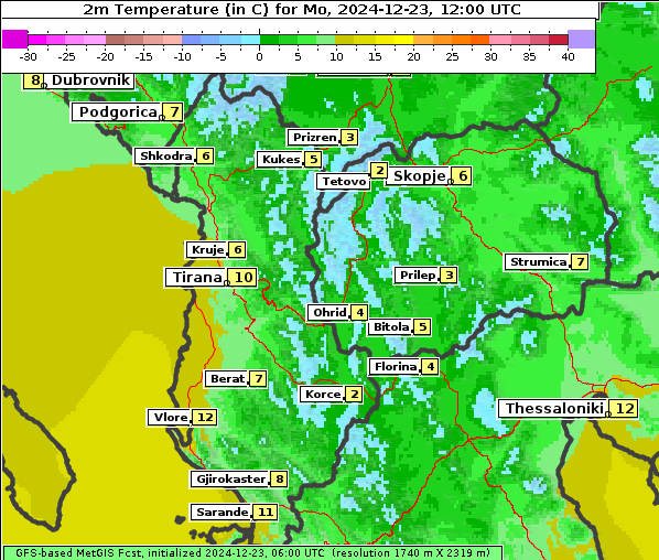 Temperatur, 23. 12. 2024