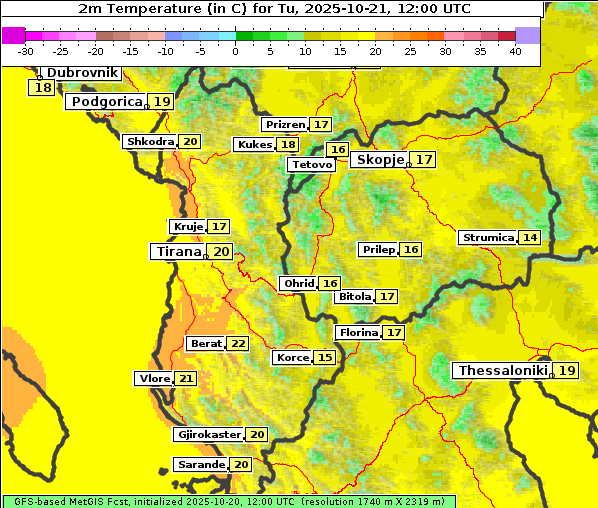 Temperatur, 21. 10. 2025