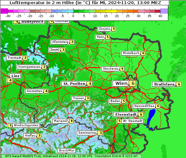 Temperatur, 20. 11. 2024