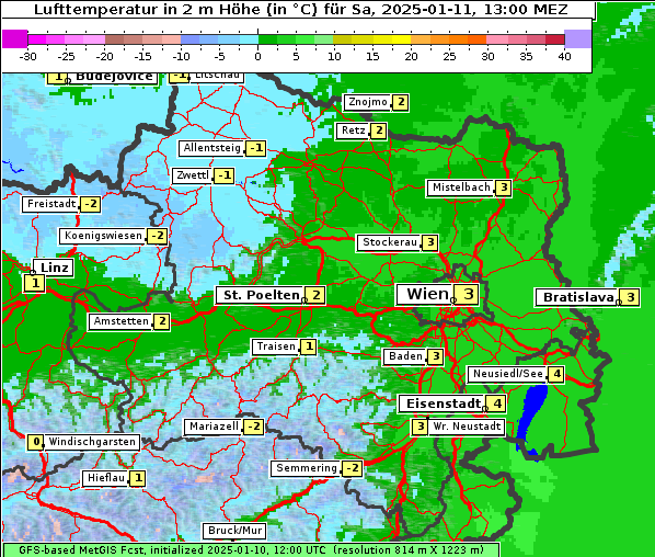 Temperatur, 11. 1. 2025