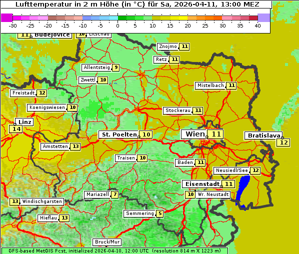 Temperatur, 11. 4. 2026