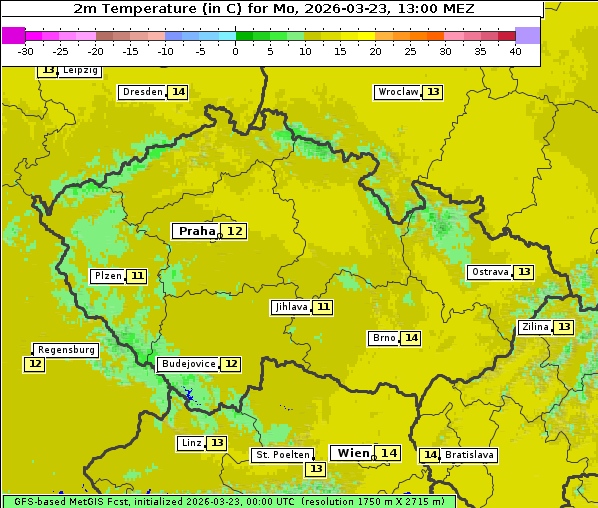 Temperatur, 23. 3. 2026