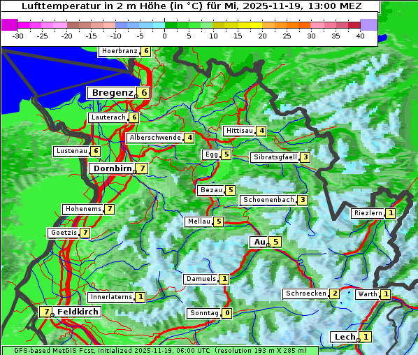 Temperatur, 19. 11. 2025