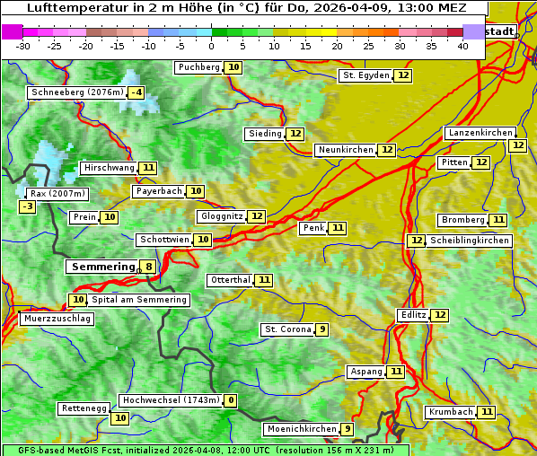 Temperatur, 9. 4. 2026