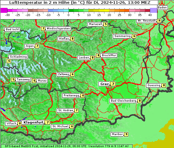 Temperatur, 26. 11. 2024