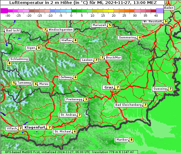 Temperatur, 27. 11. 2024