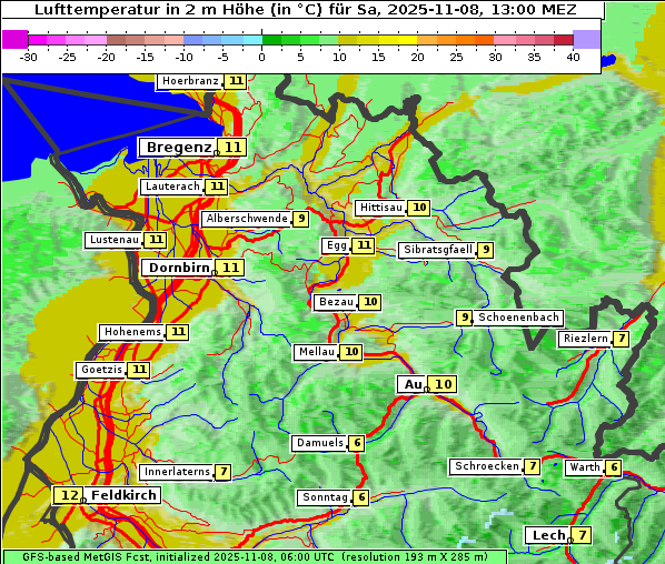 Temperatur, 8. 11. 2025