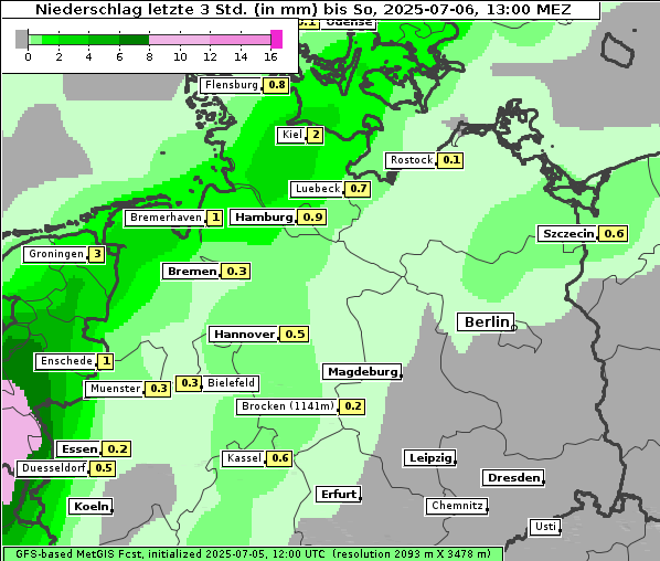 Niederschlag, 6. 7. 2025