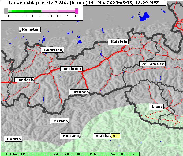 Niederschlag, 18. 8. 2025