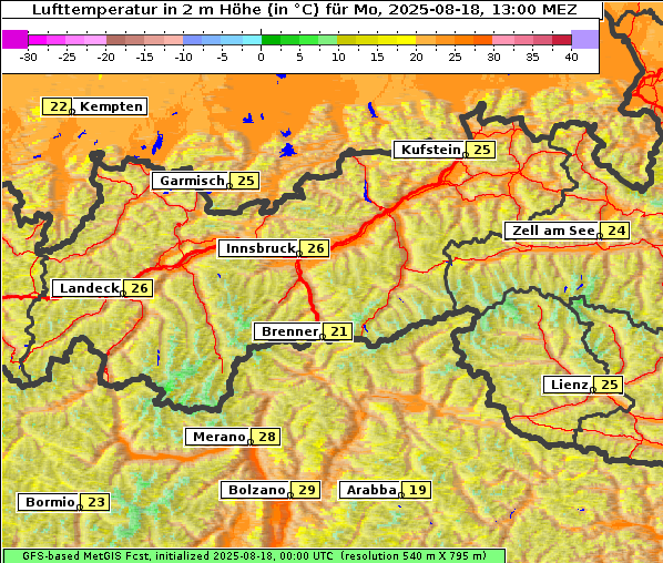Temperatur, 18. 8. 2025
