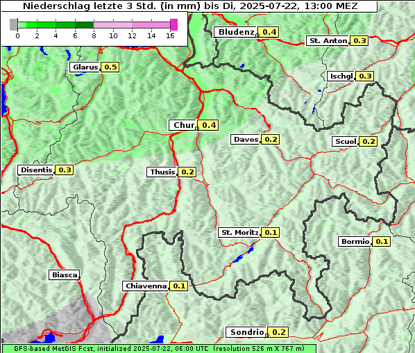 Niederschlag, 22. 7. 2025