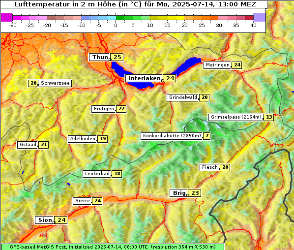 Temperatur, 14. 7. 2025