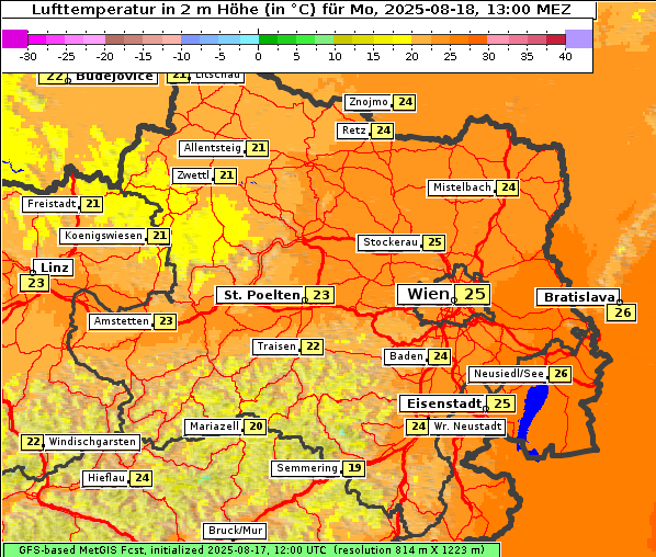 Temperatur, 18. 8. 2025