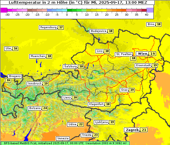 Temperatur, 17. 9. 2025