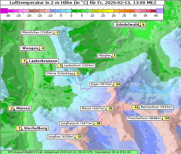 Temperatur, 13. 2. 2026