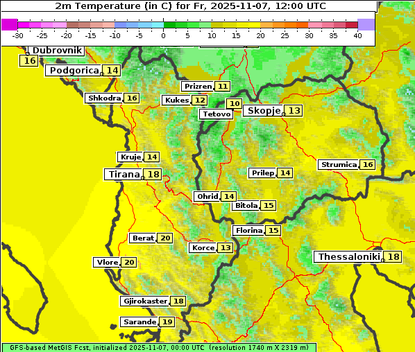 Temperatur, 7. 11. 2025