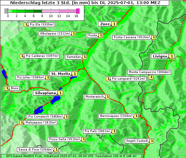 Niederschlag, 1. 7. 2025