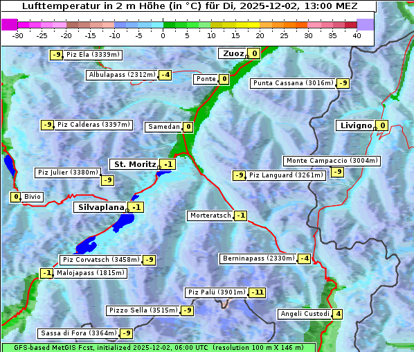 Temperatur, 2. 12. 2025