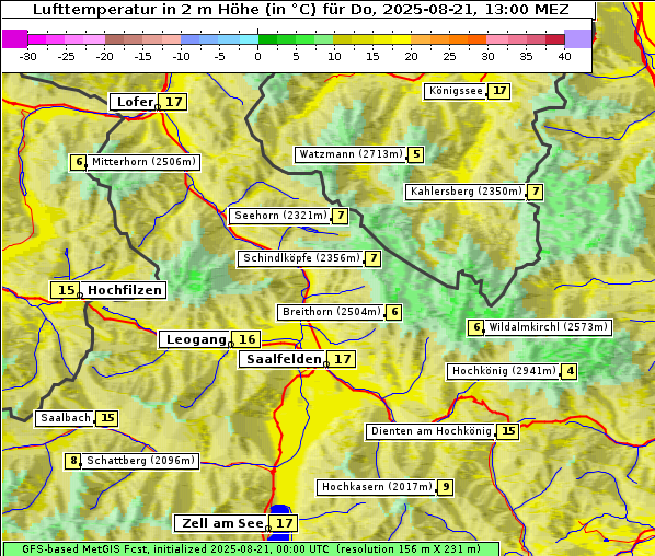 Temperatur, 21. 8. 2025