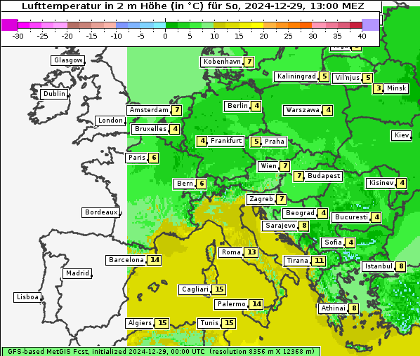 Temperatur, 29. 12. 2024