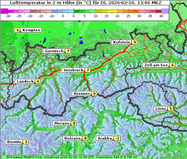 Temperatur, 10. 2. 2026