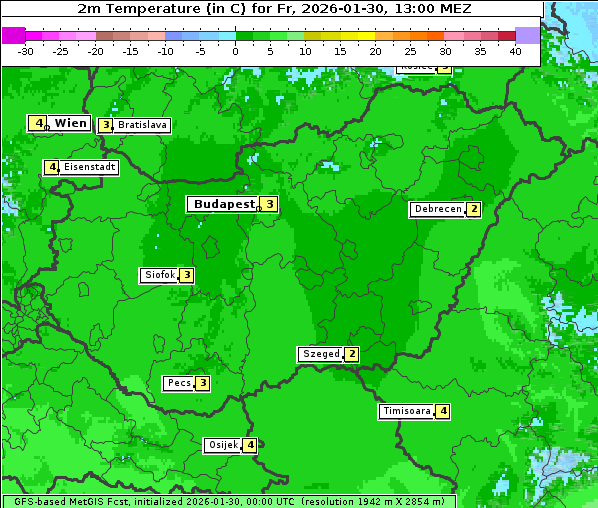 Temperatur, 30. 1. 2026