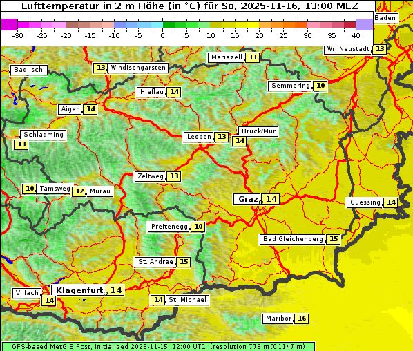 Temperatur, 16. 11. 2025