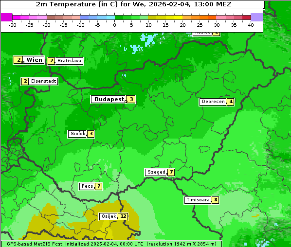 Temperatur, 4. 2. 2026