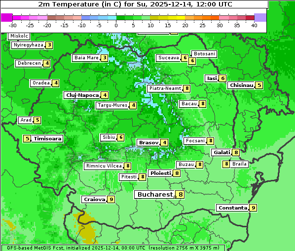 Temperatur, 14. 12. 2025