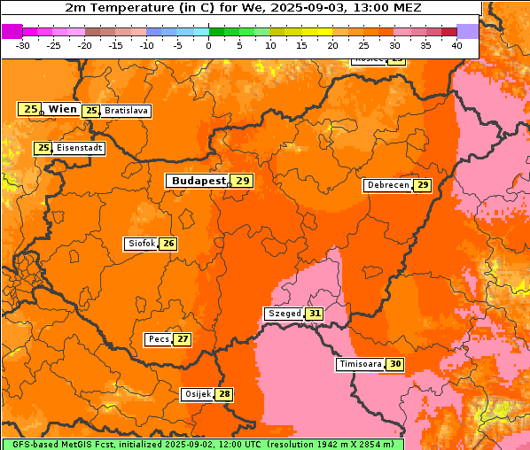 Temperatur, 3. 9. 2025