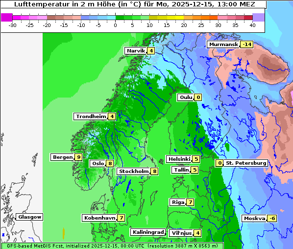 Temperatur, 15. 12. 2025