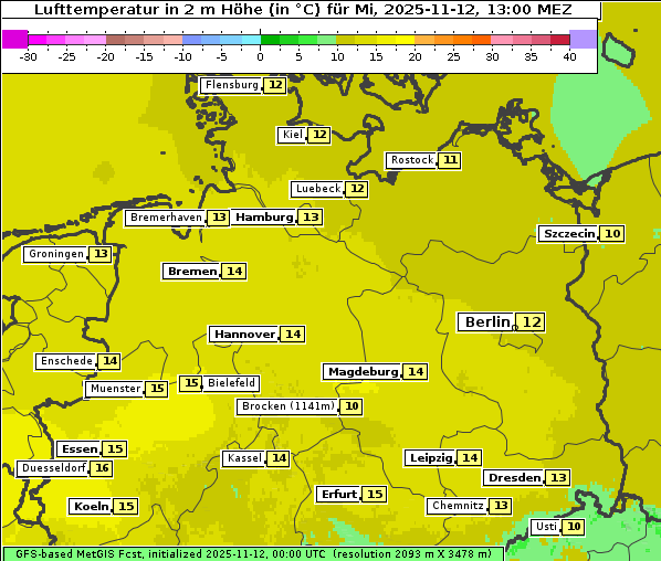 Temperatur, 12. 11. 2025