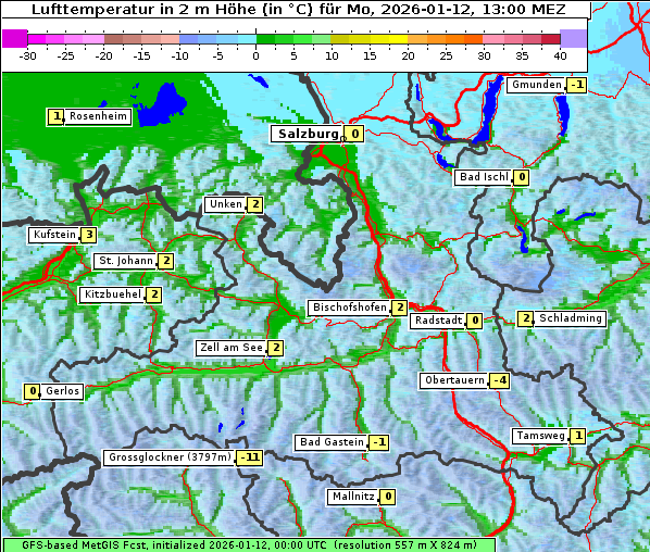 Temperatur, 12. 1. 2026