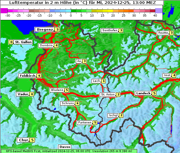 Temperatur, 25. 12. 2024