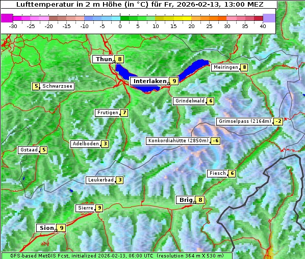 Temperatur, 13. 2. 2026